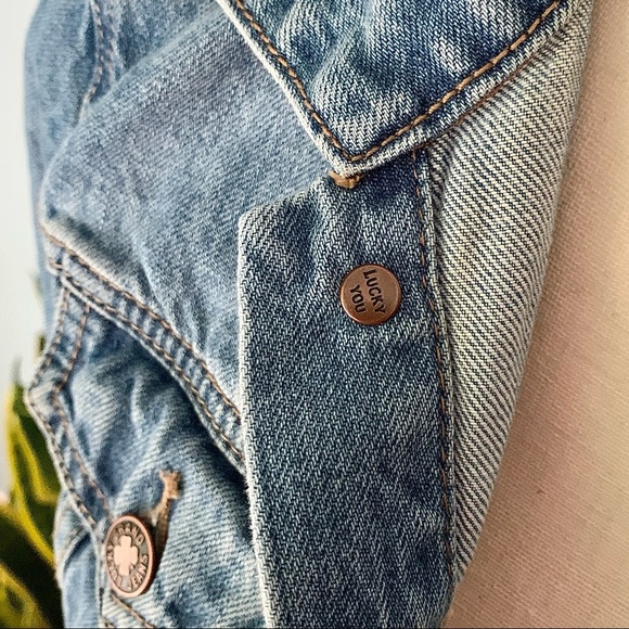 ❗️Sold❗️[ Lucky Brand ] Tomboy Trucker Denim Jacket • Size XS • 100% Cotton - Picture 3 of 11